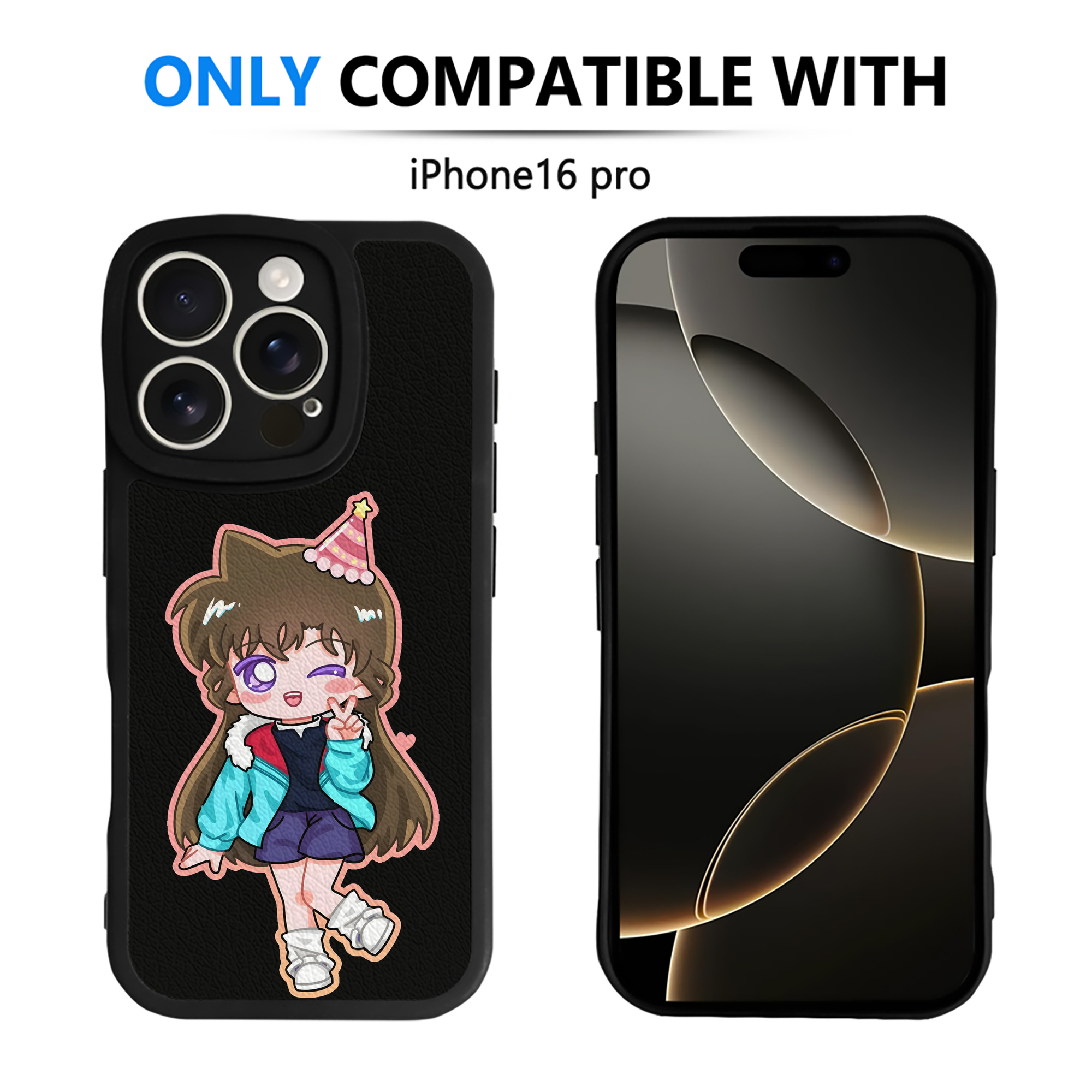 （画像用） 名探偵コナン 毛利 蘭 もうり らん、モーリ ラン Detective Conan Rachel Moore 【iPhone 16シリーズ対応】シリコンスマホケース（レザー調） 材質：シリコン